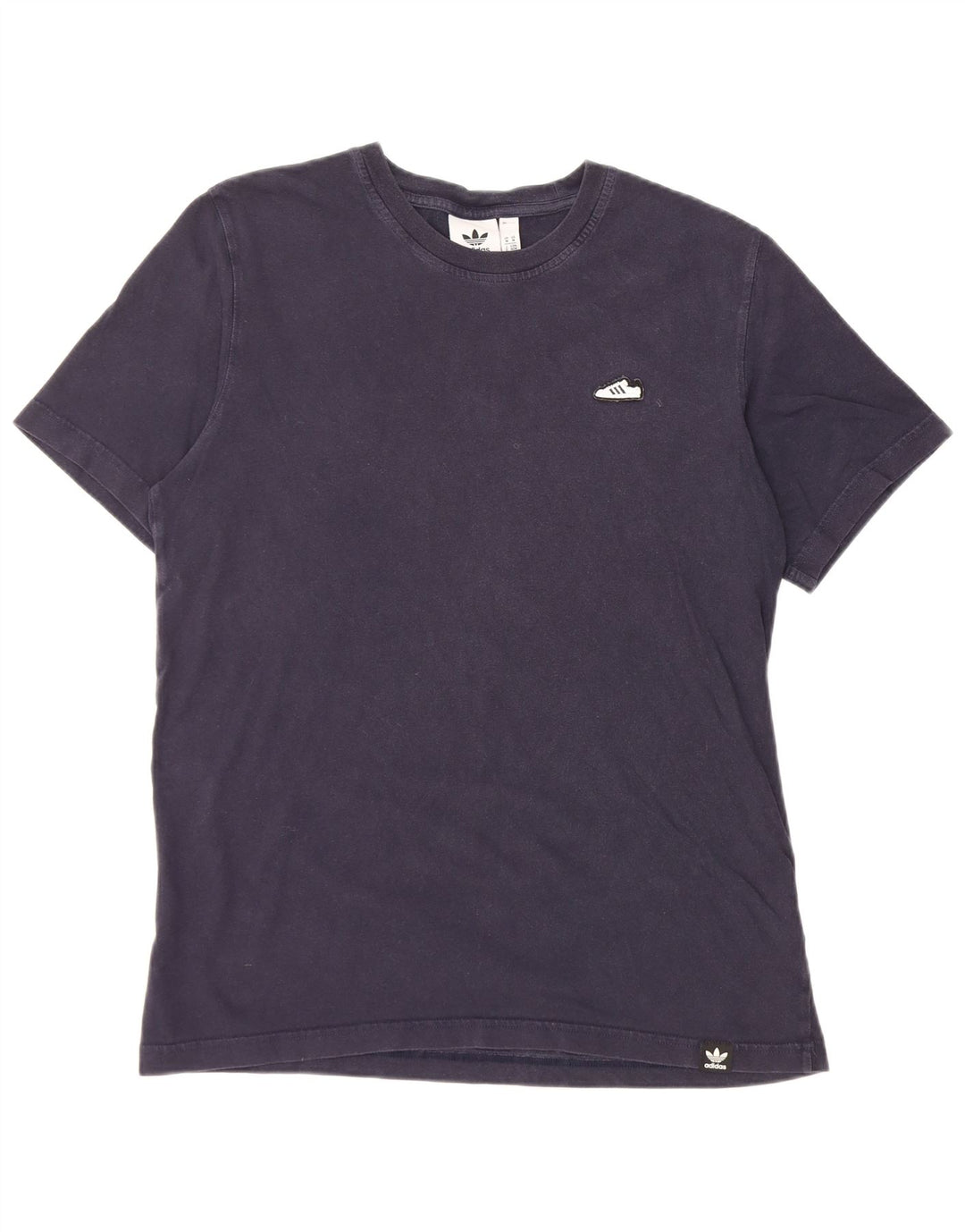 Adidas Mens Camiseta Top Médio Algodão Azul Marinho