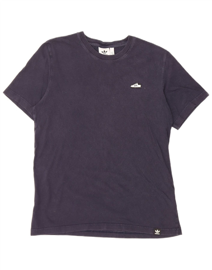Adidas Mens Camiseta Top Médio Algodão Azul Marinho