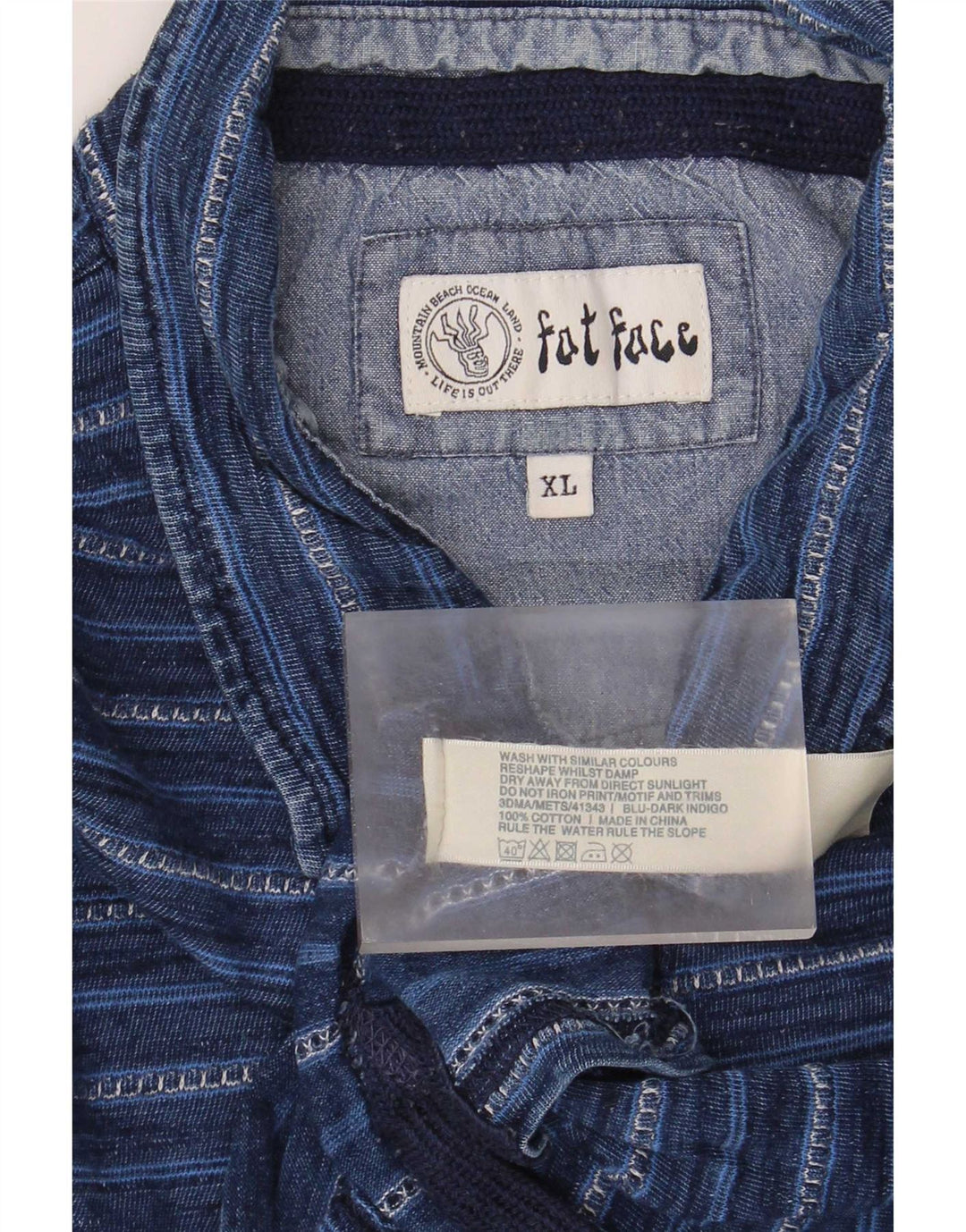 Camisa polo masculina Fat Face XL algodão listrado azul