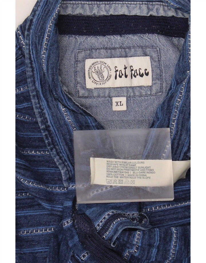 Camisa polo masculina Fat Face XL algodão listrado azul
