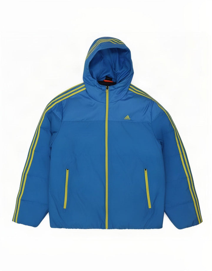 Jaqueta acolchoada masculina Adidas UK 42 XL azul colorblock poliéster