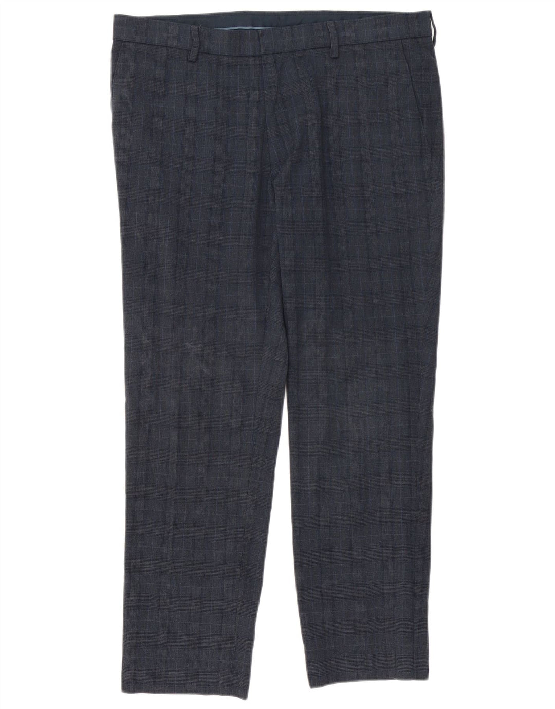 Calça masculina Marks & Spencer Slim Fit W36 L29 Azul Marinho Xadrez