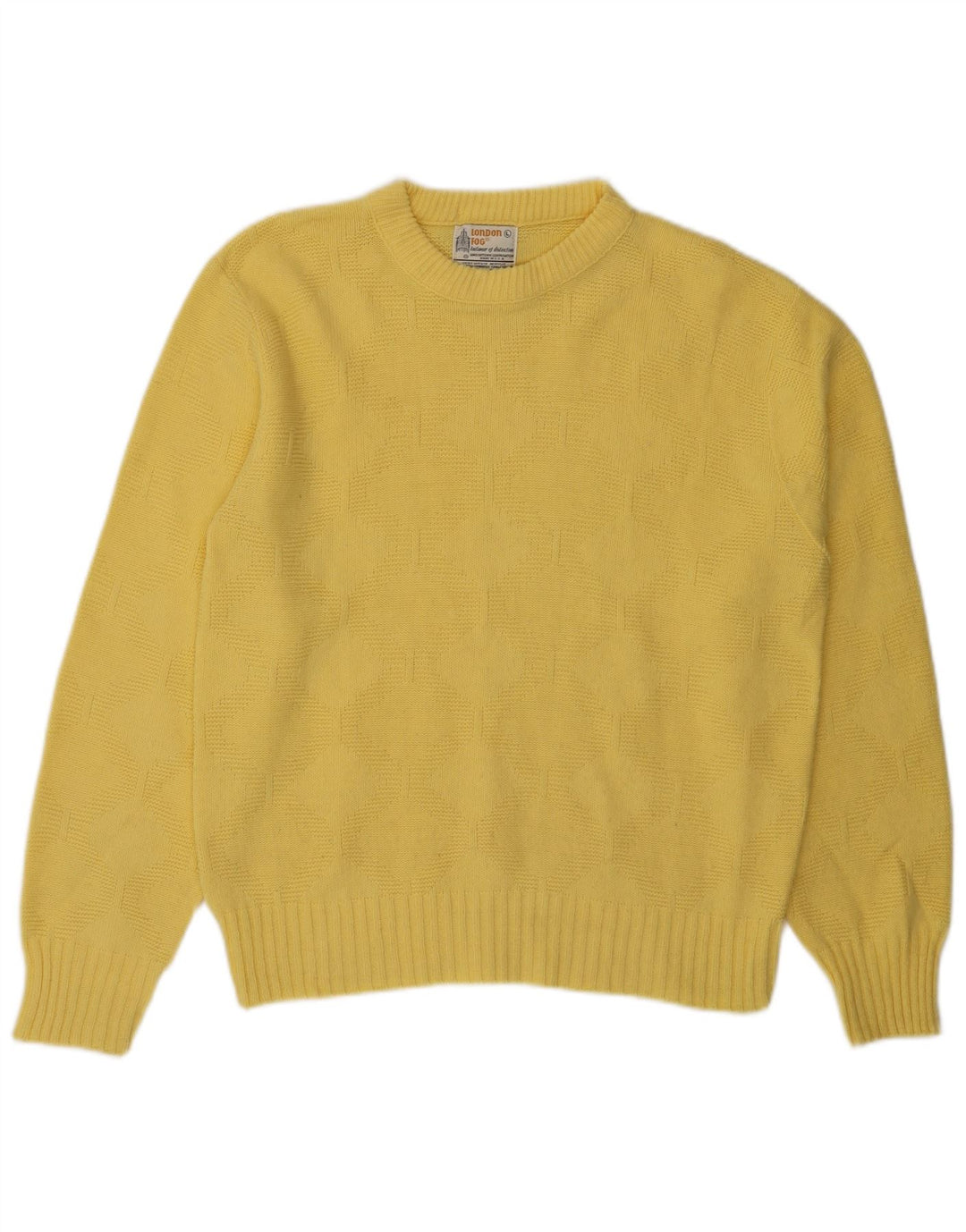 LONDON FOG Suéter feminino com gola redonda, Reino Unido 16, acrílico amarelo grande