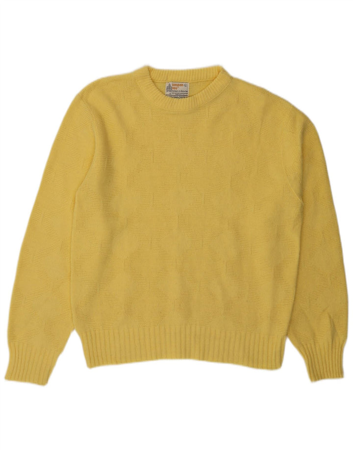 LONDON FOG Suéter feminino com gola redonda, Reino Unido 16, acrílico amarelo grande