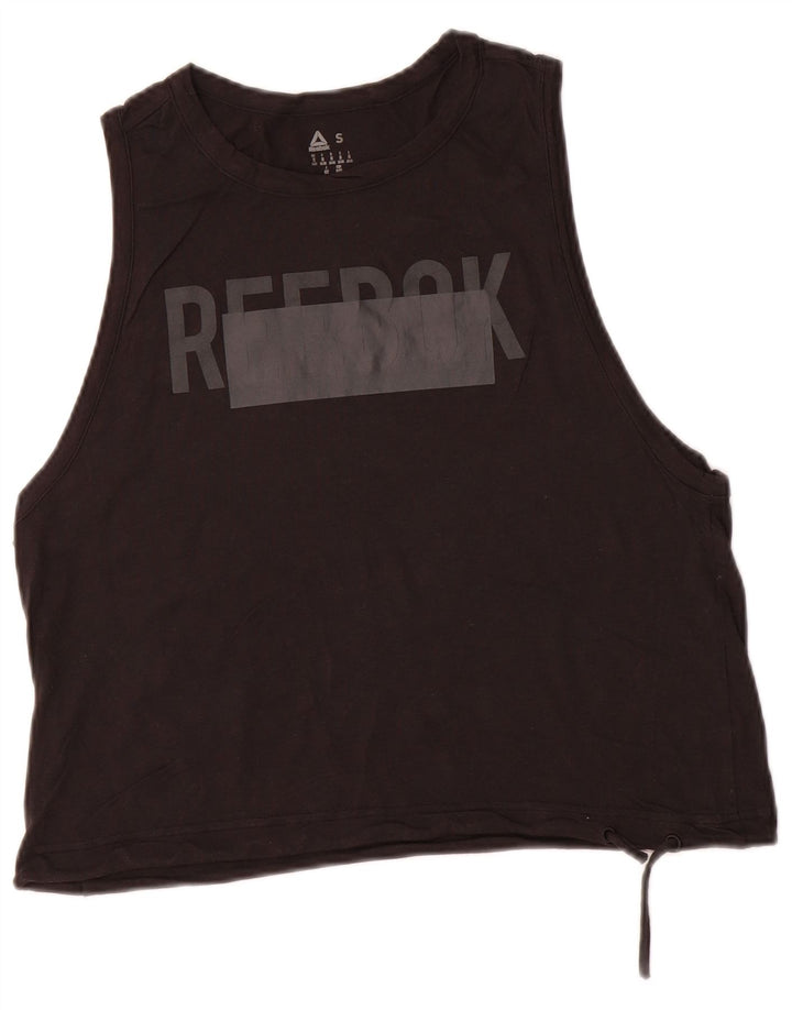 Reebok Womens Graphic Vest Top UK 8/10 Pequeno Preto
