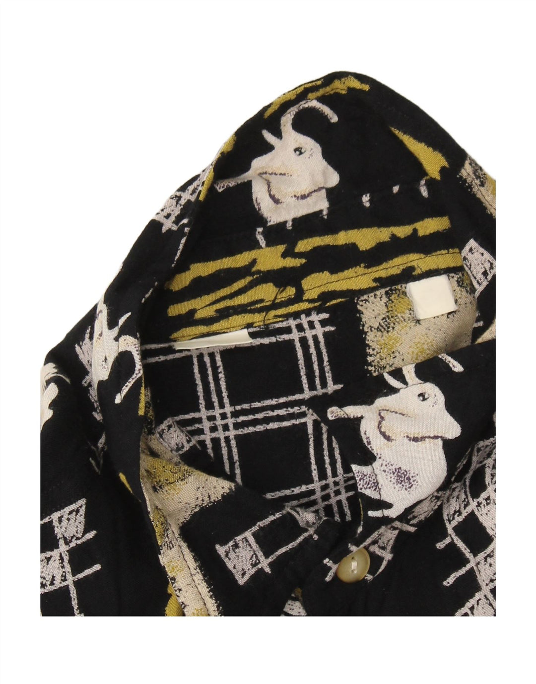 Camisa masculina de manga curta VINTAGE XL preta patchwork
