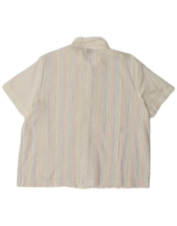 Camiseta feminina Orvis de manga curta UK 16 listrada branca grande
