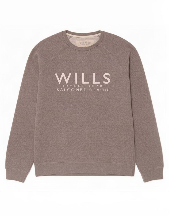 Jack Wills masculino Salcombe Devon moletom gráfico jumper pequeno algodão cinza