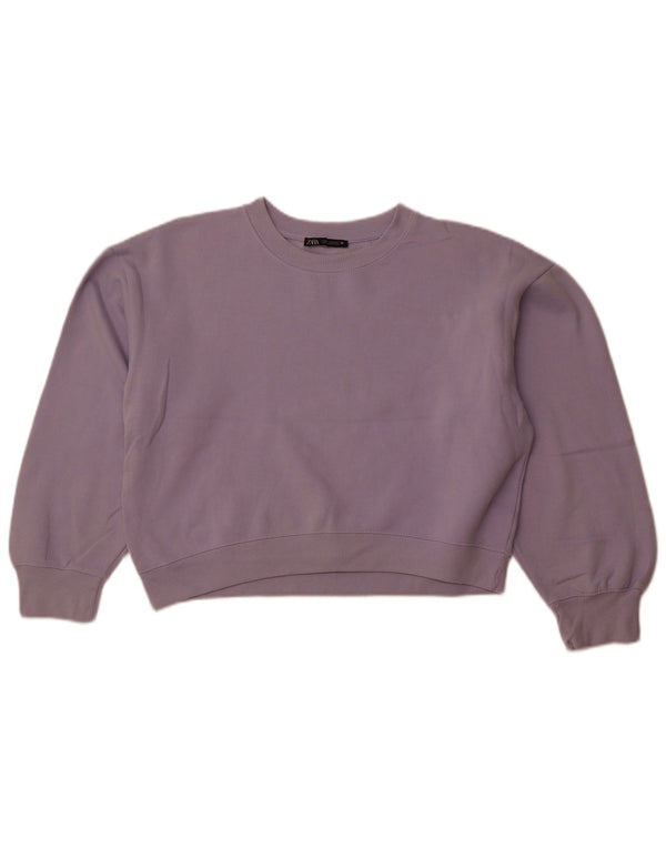 ZARA moletom feminino oversized cropped UK 14 médio roxo