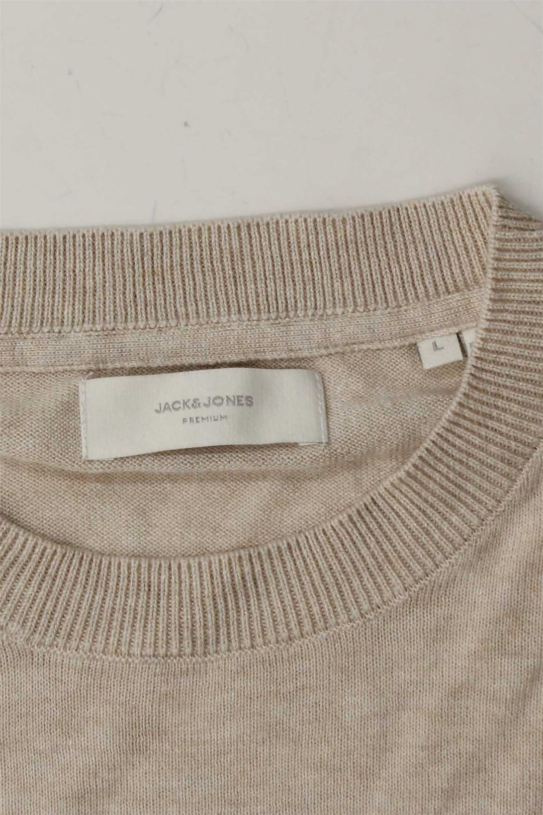 JACK & JONES Suéter masculino com gola redonda grande cinza
