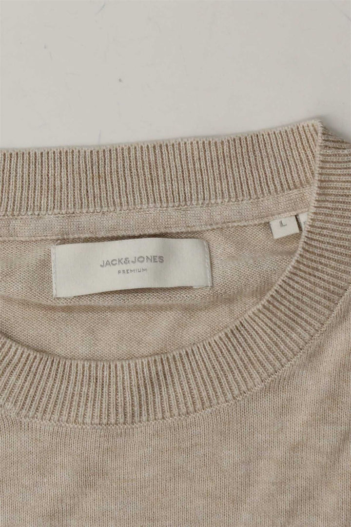JACK & JONES Suéter masculino com gola redonda grande cinza