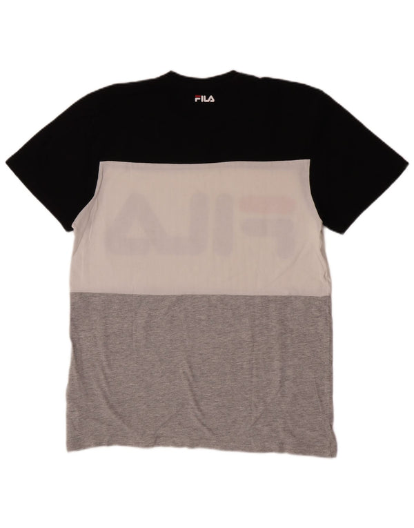Fila Mens Graphic T-Shirt Top Pequeno Multicolorido Colorblock Algodão
