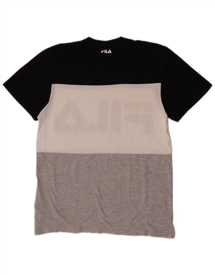 Fila Mens Graphic T-Shirt Top Pequeno Multicolorido Colorblock Algodão