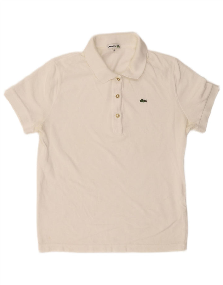 Camisa polo feminina LACOSTE tamanho 42 grande branco