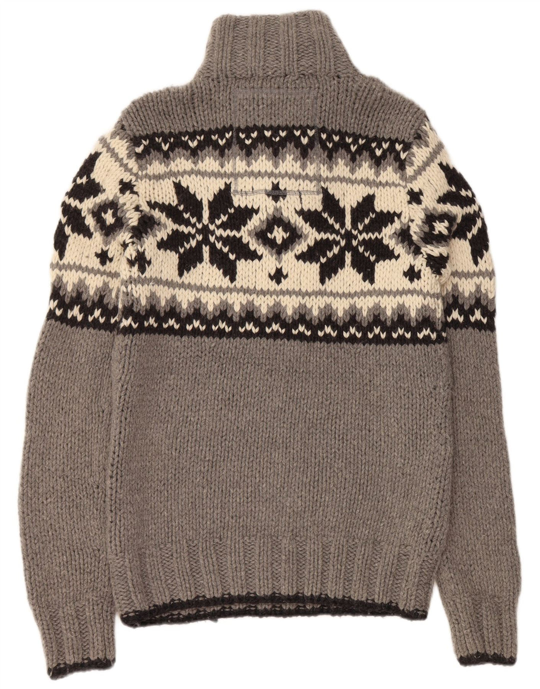 Suéter masculino SUPERDRY com gola redonda e grande lã Fair Isle cinza
