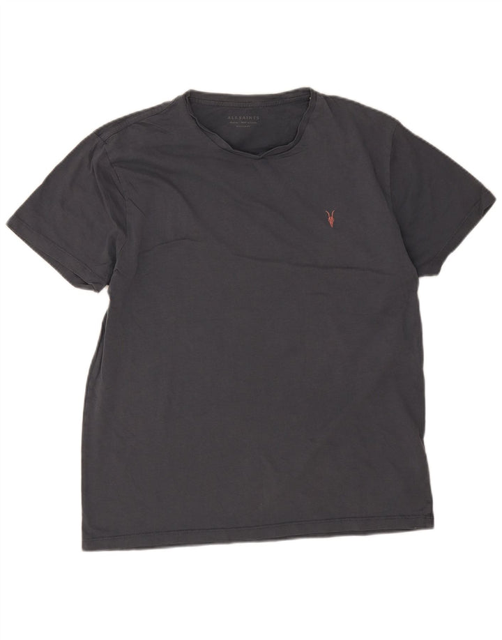 All Saints Mens Camiseta Regular Fit Top Algodão Cinza Médio