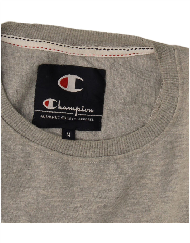 Champion masculino gráfico moletom jumper médio cinza