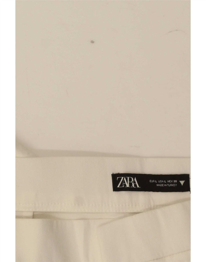 Zara Calça feminina reta cortada grande W30 L25 branca