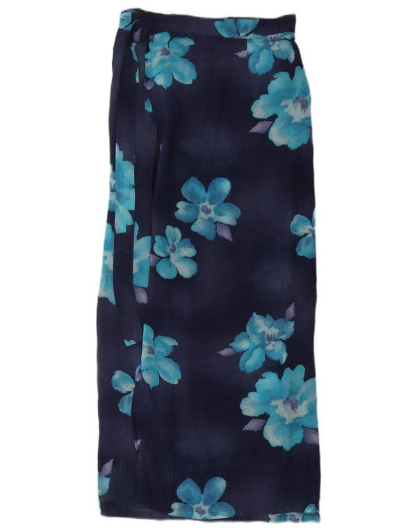 Saia maxi feminina vintage W26 pequena azul marinho floral