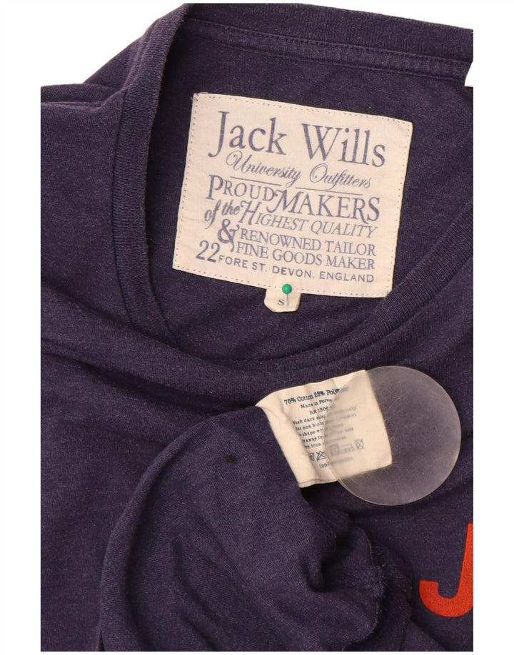 Jack Wills Camiseta masculina gráfica top pequeno algodão azul marinho