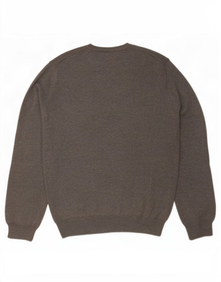 Suéter masculino Marks & Spencer Blue Harbor com decote em V, algodão cinza médio
