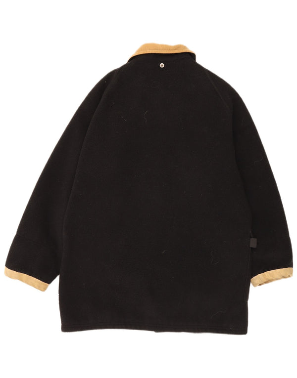 Jaqueta de lã feminina vintage UK 18 XL preto colorblock