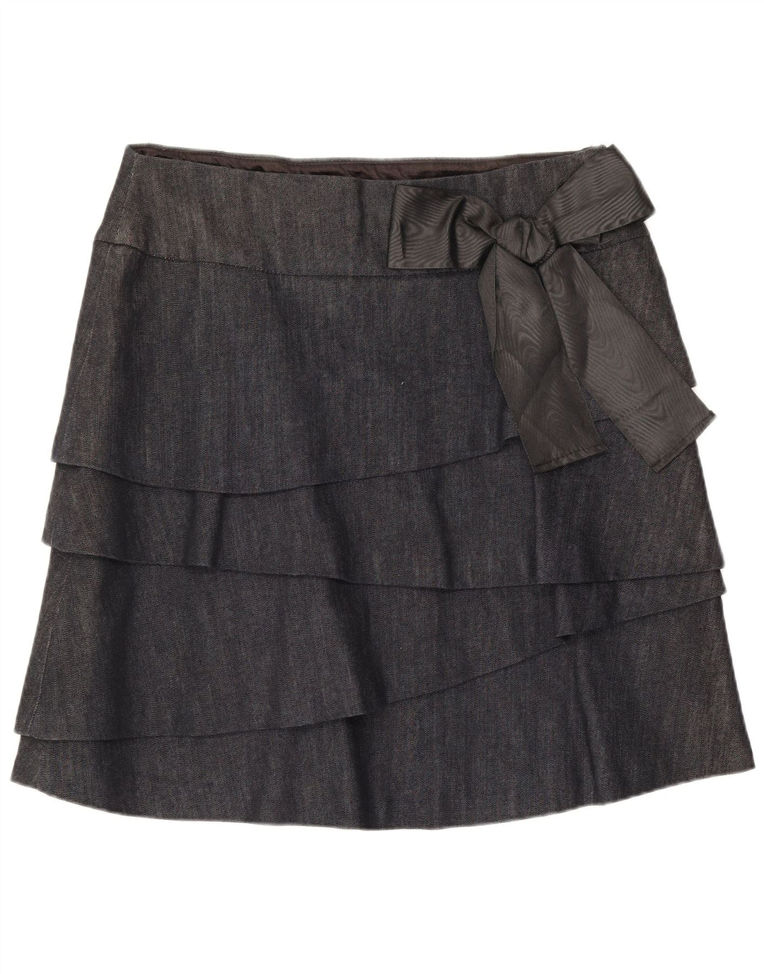 Max & Co. Mini saia feminina em camadas Reino Unido 12 médio W32 algodão azul marinho
