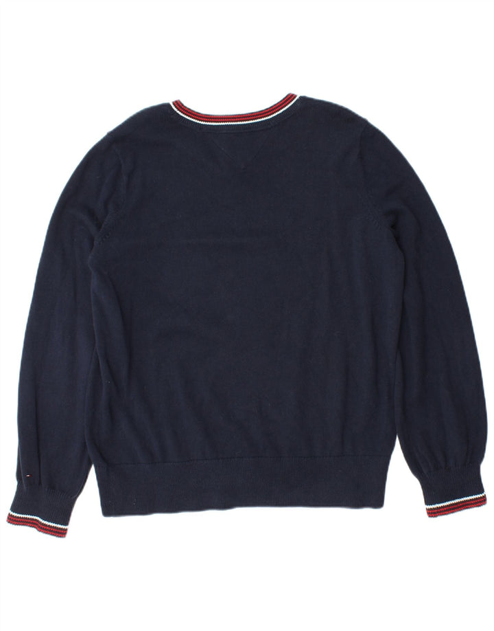Suéter feminino TOMMY HILFIGER com gola redonda Reino Unido 10 pequeno azul marinho