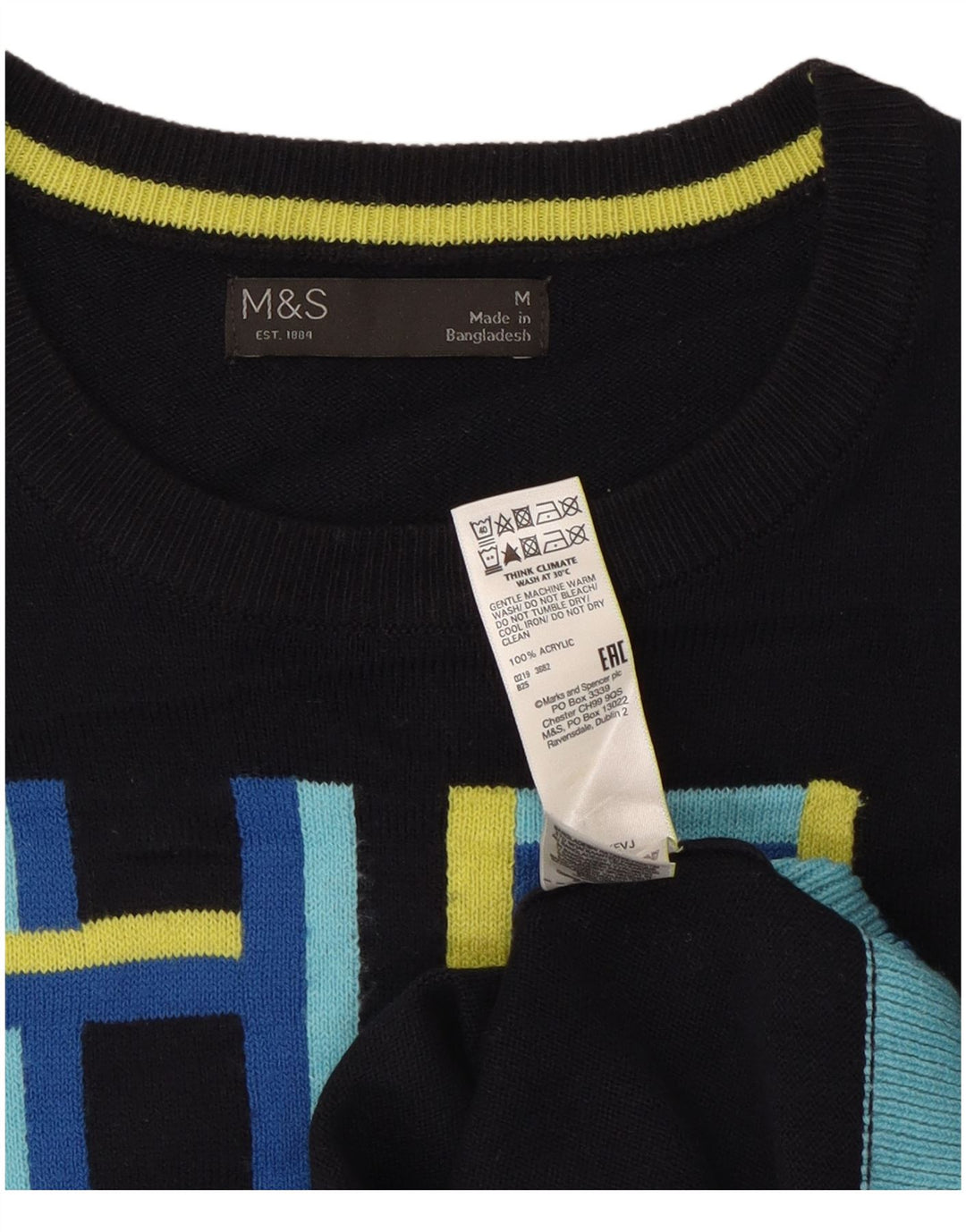 Suéter feminino Marks & Spencer com gola redonda Reino Unido 14 médio azul marinho