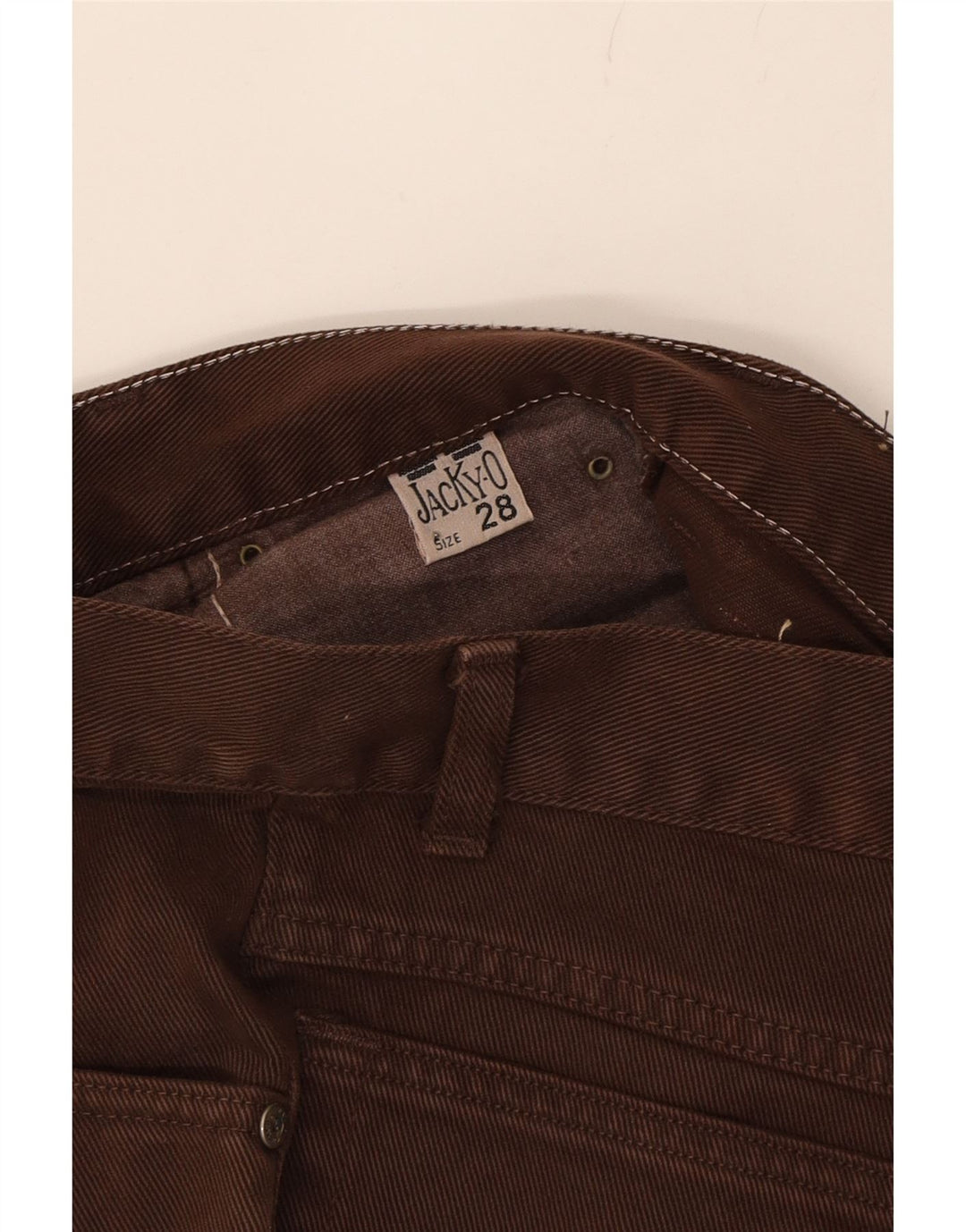 JACKY-O Womens Tapered Casual Trousers W28 L32 Brown Cotton Vintage Jacky-O and Second-Hand Jacky-O from Messina Hembry 