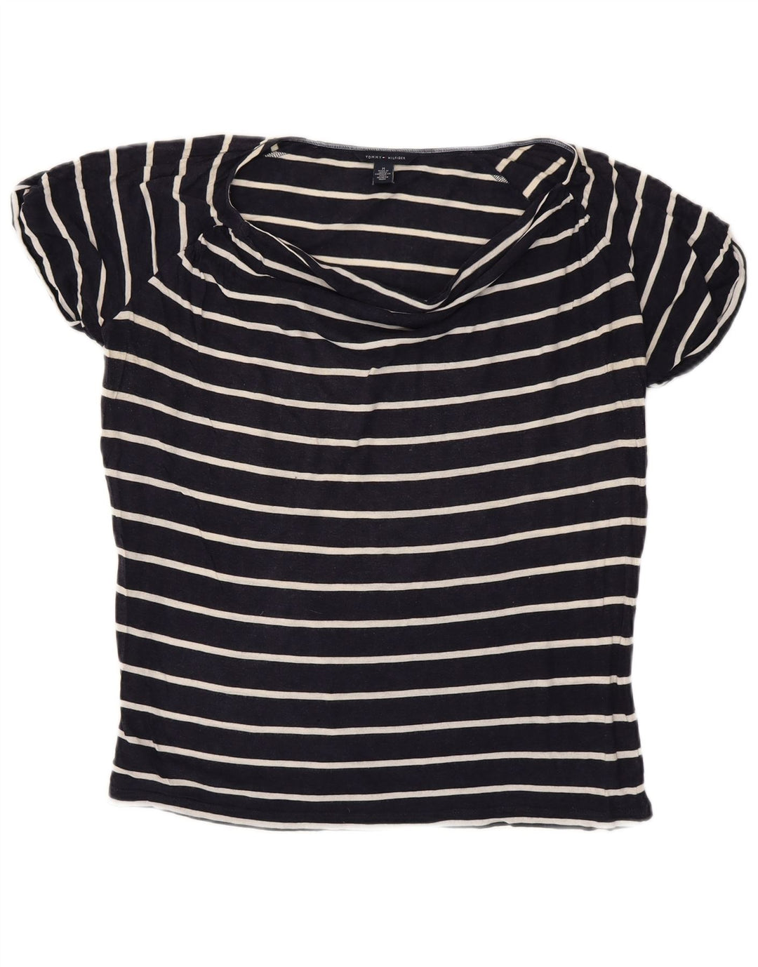 Camiseta feminina TOMMY HILFIGER UK 14 médio listrado azul marinho