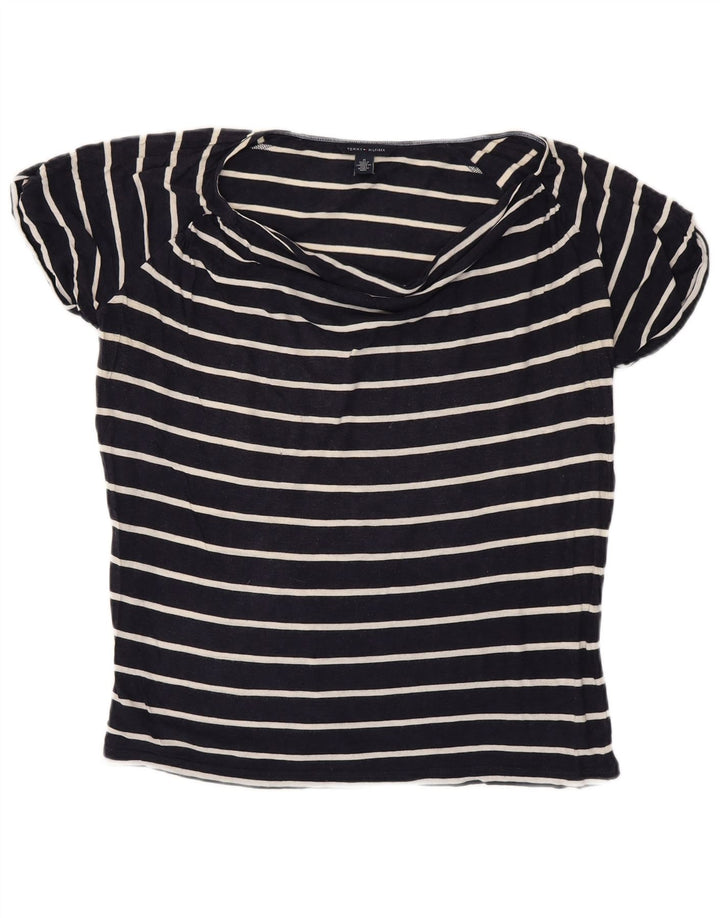 Camiseta feminina TOMMY HILFIGER UK 14 médio listrado azul marinho
