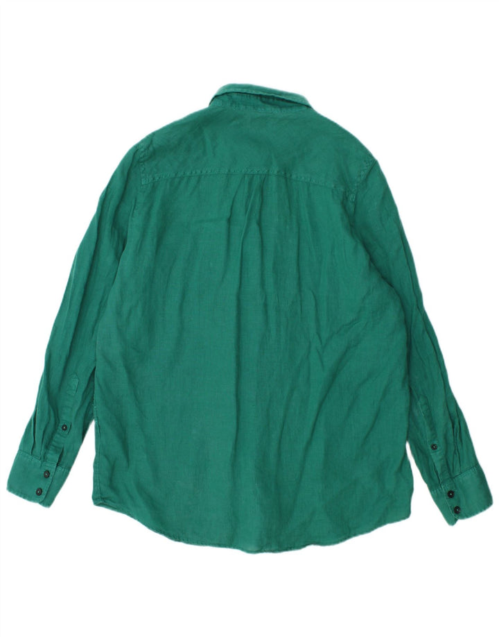 Camisa feminina J. CREW UK 14 linho verde médio