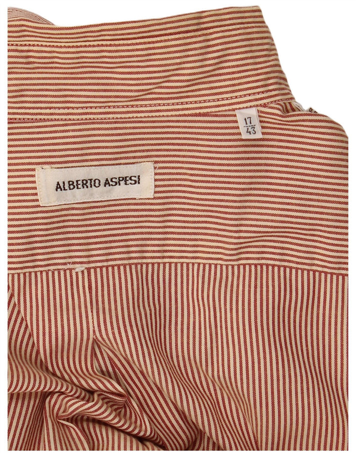 Camisa masculina Alberto Aspesi tamanho 43 17 XL listrado vermelho