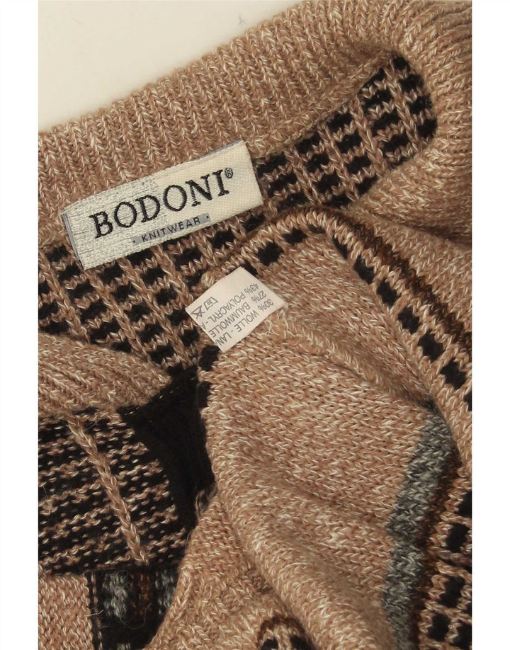 Suéter masculino Bodoni com gola polo XL lã bege