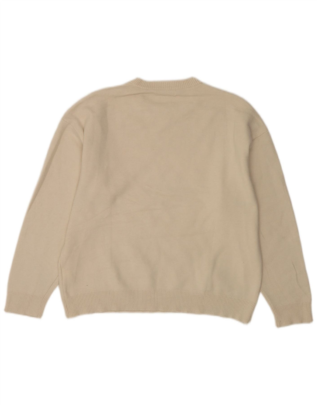 Zara Suéter masculino com gola redonda, grande viscose bege