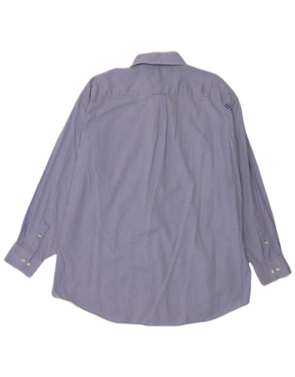 Tommy Hilfiger Mens Shirt Size 16 Large Blue Herringbone Cotton