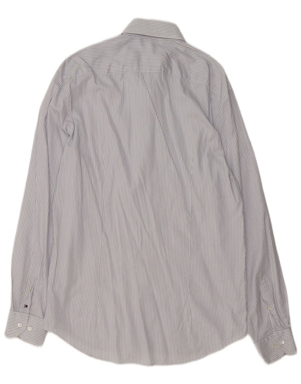 Camisa masculina Tommy Hilfiger Slim Fit tamanho 41 16 grande listra cinza