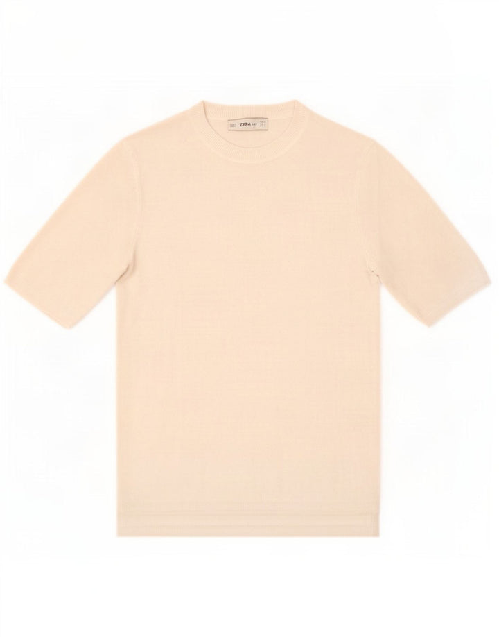 Camiseta feminina Zara UK 12 médio branco