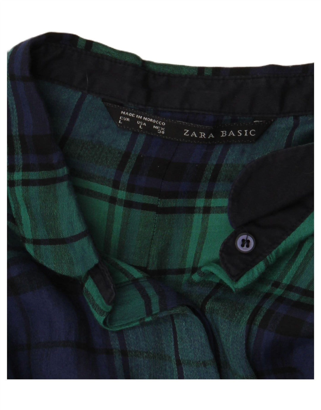 Camisa de flanela feminina Zara Reino Unido 16 grande xadrez verde