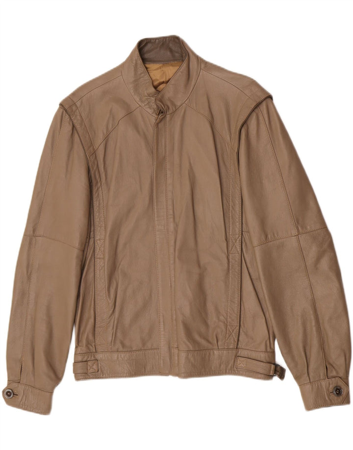 Jaqueta de couro masculina vintage IT 48 couro marrom médio