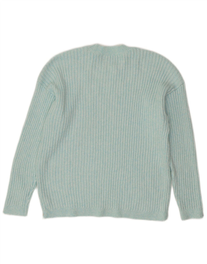 Suéter feminino MARKS & SPENCER com gola redonda, tamanho UK 16, grande, azul, poliéster