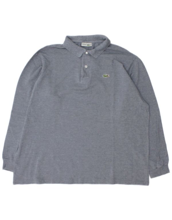 Camisa polo masculina de manga comprida Lacoste tamanho 7 2XL algodão cinza