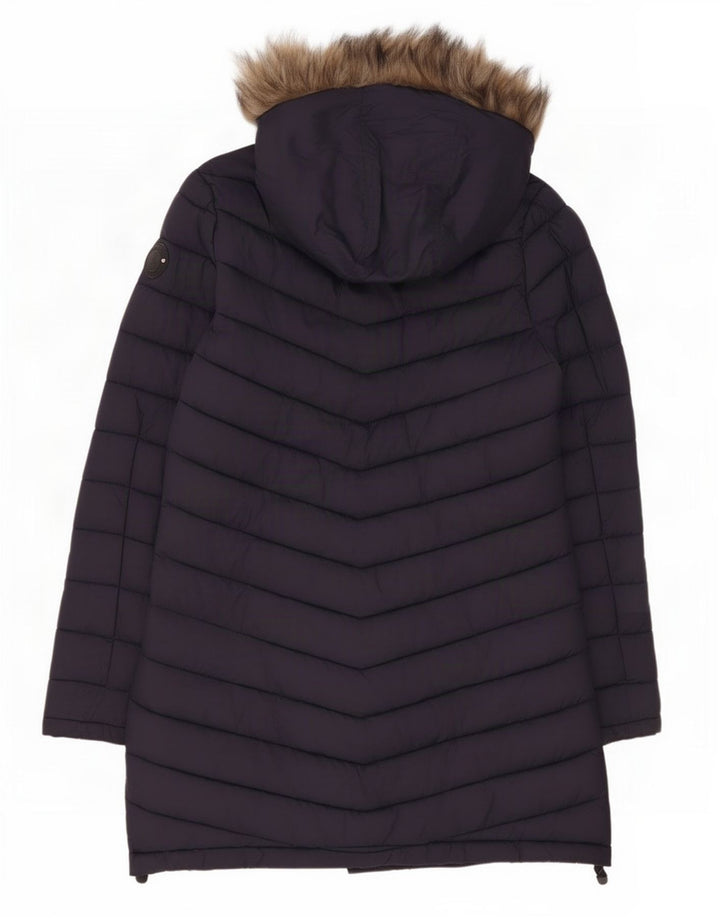 Jaqueta acolchoada com capuz feminina Superdry UK 14 médio azul marinho nylon