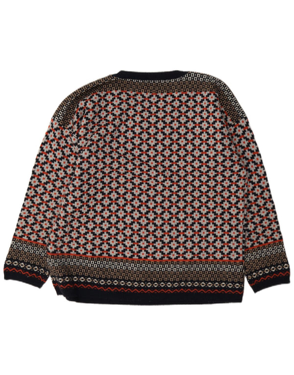 Suéter feminino Marks & Spencer com gola canoa Reino Unido 20 2XL vermelho geométrico