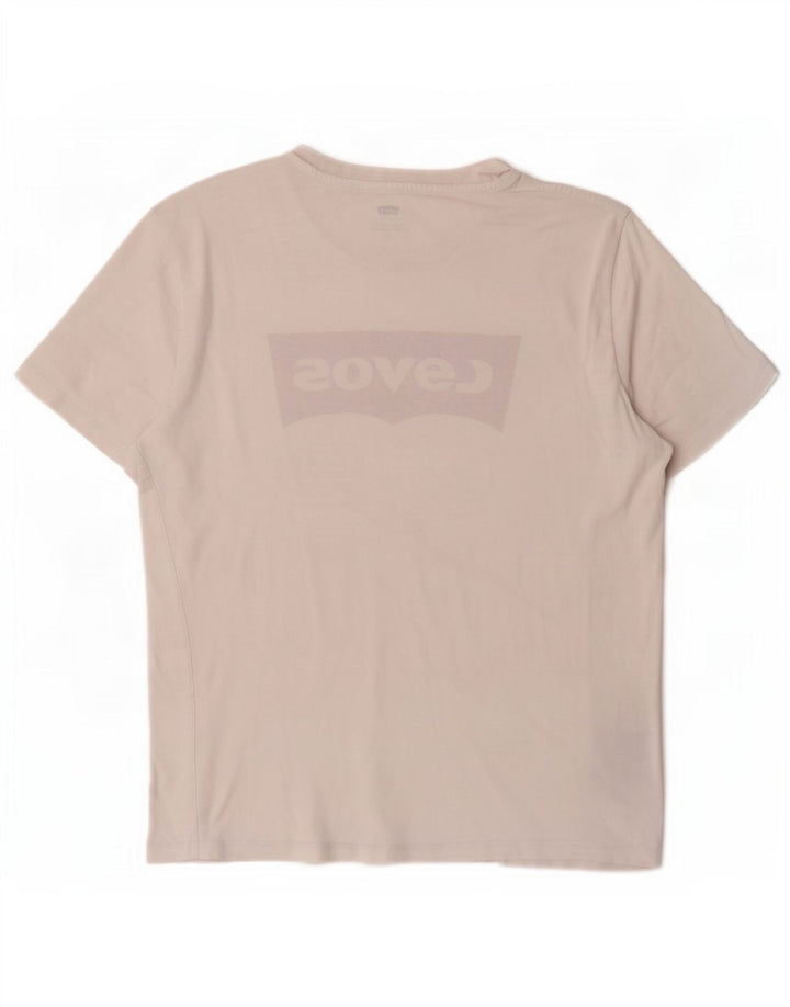 Camiseta feminina gráfica Levi's UK 14 algodão branco médio