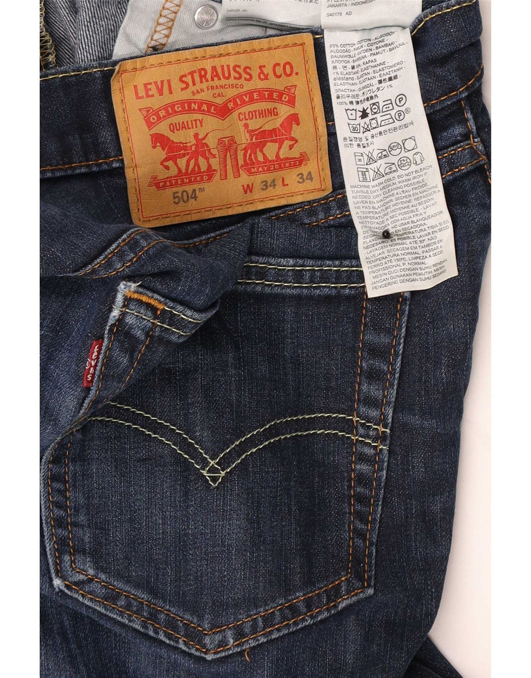 Levi's Masculino 504 Straight Jeans W34 L34 Azul Algodão