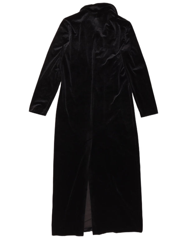 VINTAGE Womens Velour Shirt Dress UK 10 Small  Black Polyester
