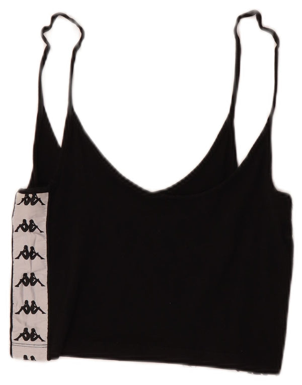 Top feminino Kappa com corte gráfico UK 4 XS preto colorido bloco de algodão