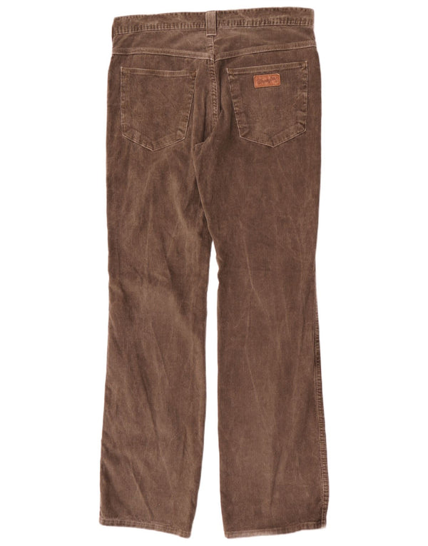 Calça masculina Wrangler Roxboro reta de veludo W32 L34 algodão marrom